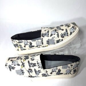 Toms Raccoon Party Animal Alpargata slip on shoes size 6.5 Thick outsole EUC